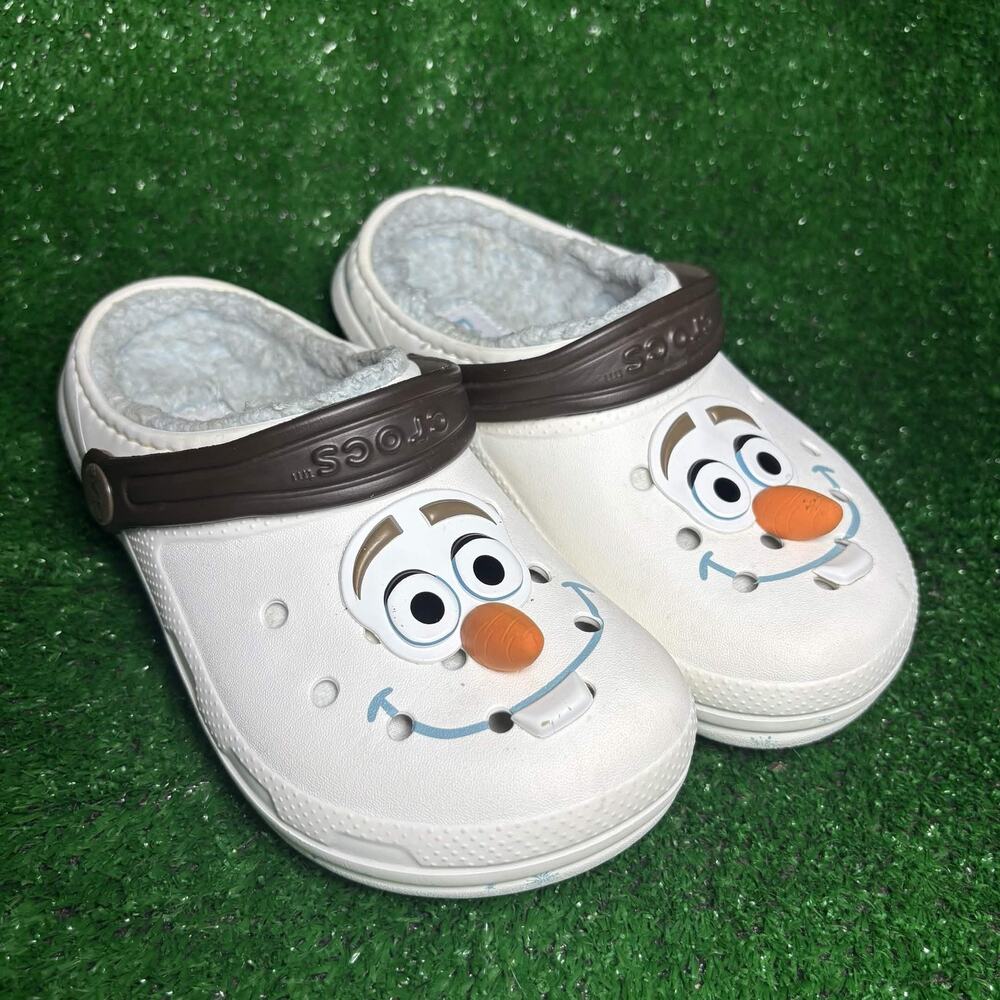 Crocs Disney Frozen Olaf Kids C13 Lined Clogs White Brown